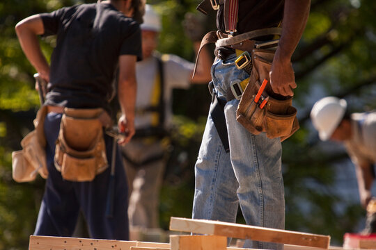 Carpenters working at a construction site