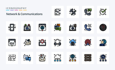 25 Network And Communications Line Filled Style icon pack