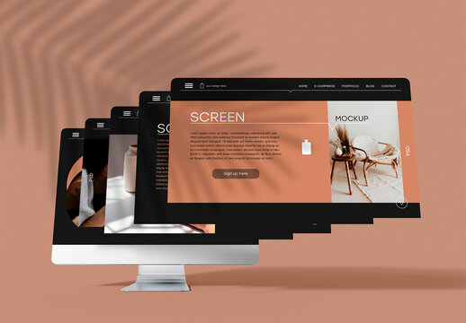 Computer Monitor with Screens Mockup