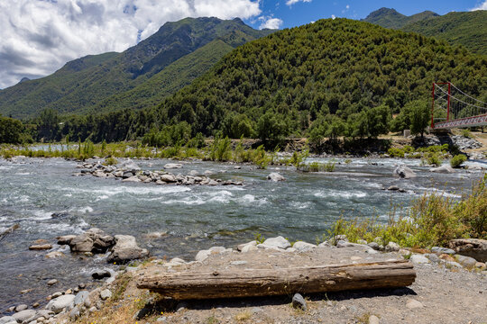 Landscape at Nuble River at San Fabian de Alico in Maule, Chile 