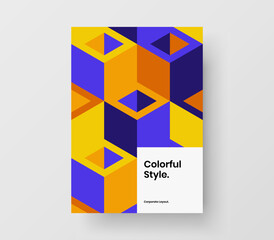 Fototapeta premium Clean geometric hexagons company identity template. Minimalistic handbill A4 design vector layout.