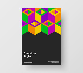 Colorful mosaic shapes handbill template. Abstract journal cover A4 vector design concept.
