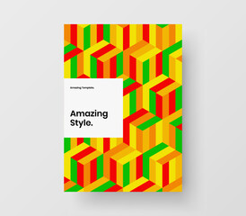 Simple mosaic hexagons pamphlet concept. Isolated company cover A4 design vector layout.