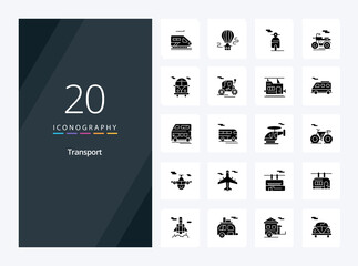 20 Transport Solid Glyph icon for presentation