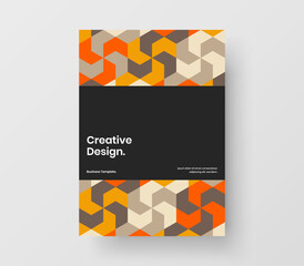 Creative mosaic hexagons company cover template. Premium corporate brochure design vector concept.