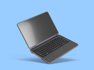 Presentation new modern laptop with white empty screan 3d render on blue
