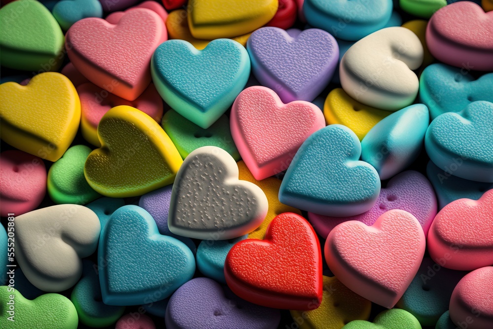 Poster a pile of heart shaped cookies sitting on top of each other on a table top of a table top. generativ
