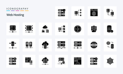 25 Web Hosting Solid Glyph icon pack