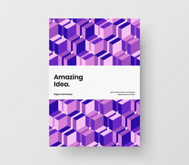 Fototapeta premium Abstract mosaic hexagons poster layout. Vivid pamphlet design vector template.