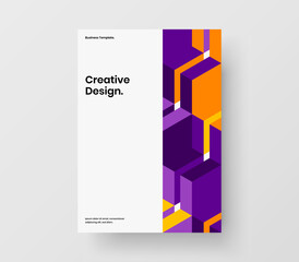 Isolated geometric tiles leaflet layout. Colorful corporate brochure A4 vector design template.