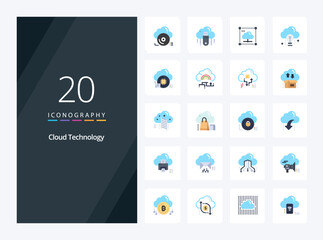 Fototapeta na wymiar 20 Cloud Technology Flat Color icon for presentation