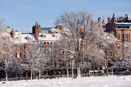 Beacon Street after winter storm, Boston, Massachusetts, USA