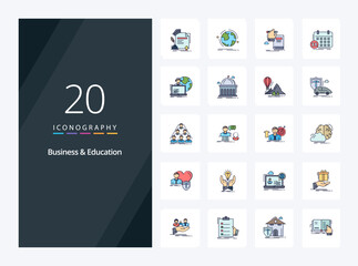 20 Business And Education line Filled icon for presentation