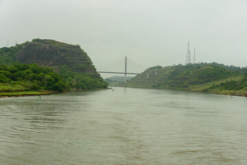 Culebra cut toward Centennial bridge on the Panama canal