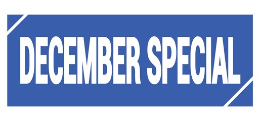 DECEMBER SPECIAL text written on blue stamp sign.