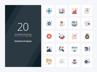 20 Statistical Analysis Flat Color icon for presentation