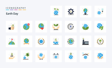 25 Earth Day Flat color icon pack