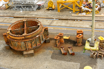 Isolated old gate mechanism at the Gatun locks on the Panama canal