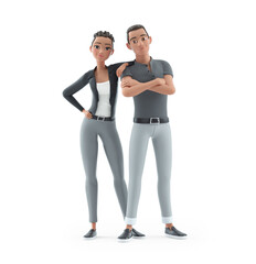 Fototapeta premium 3d character woman leaning on man shoulder