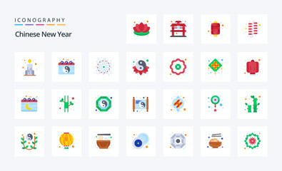25 Chinese New Year Flat color icon pack