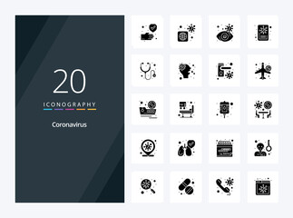 20 Coronavirus Solid Glyph icon for presentation