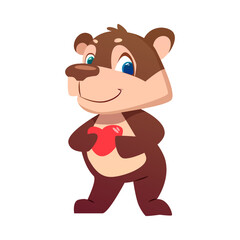 Obraz na płótnie Canvas Cute Bear Greeting with Birthday Holding Heart Vector Illustration