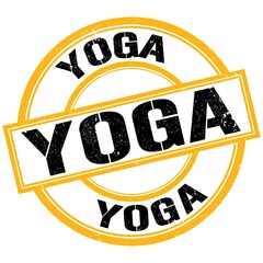 YOGA text on yellow-black round stamp sign