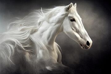 Fototapeta na wymiar Beautiful white horse