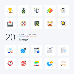 20 Strategy Flat Color icon Pack like task list browser business management