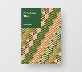 Vivid cover A4 vector design concept. Amazing mosaic hexagons leaflet template.