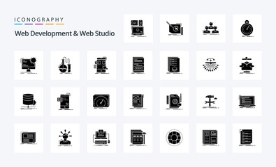 25 Web Development And Web Studio Solid Glyph icon pack