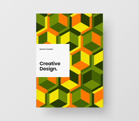 Fototapeta premium Clean geometric hexagons booklet template. Vivid cover design vector illustration.