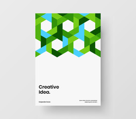 Fresh mosaic hexagons brochure concept. Trendy book cover A4 design vector illustration.