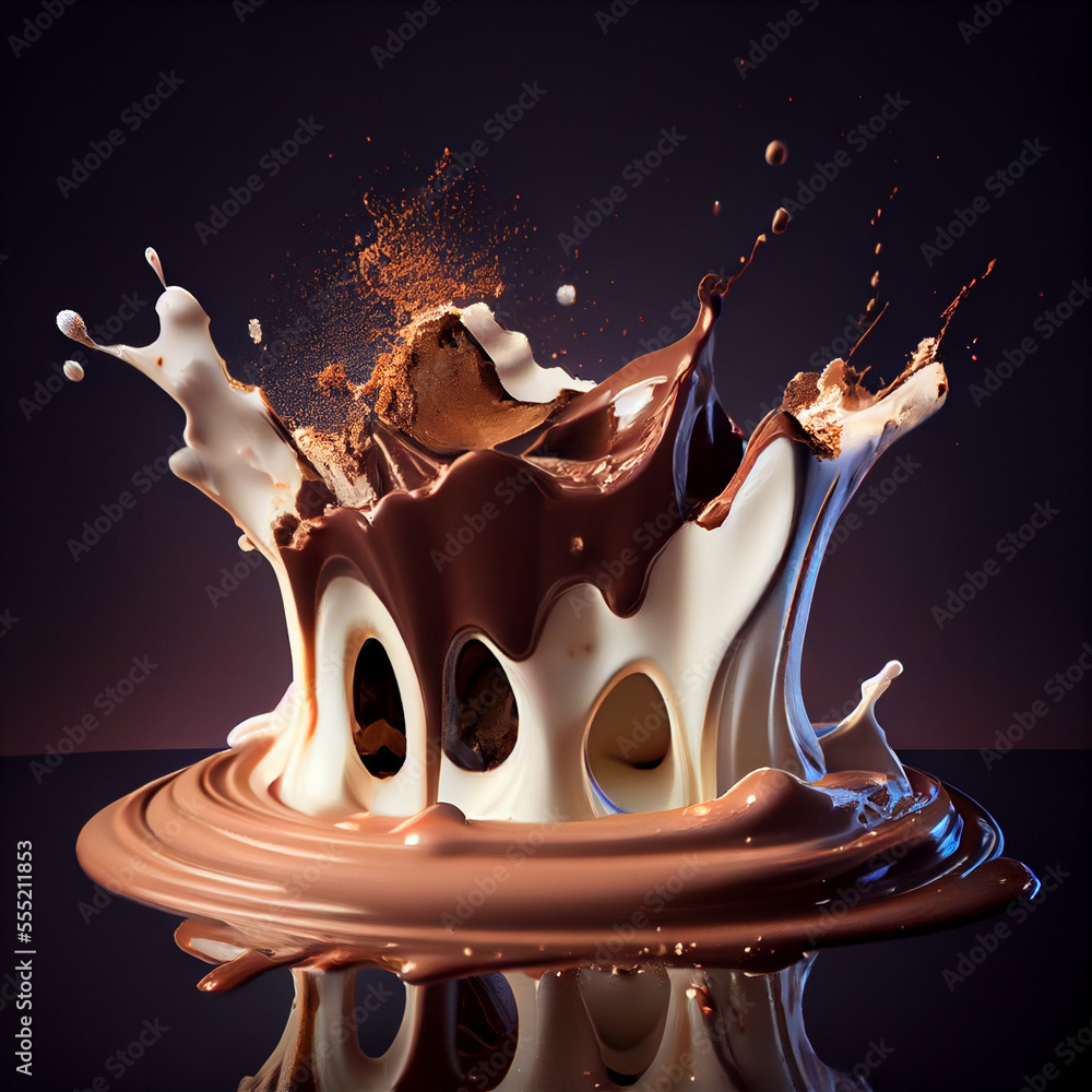 Aufkleber abstract milk and dark splash created with generative ai