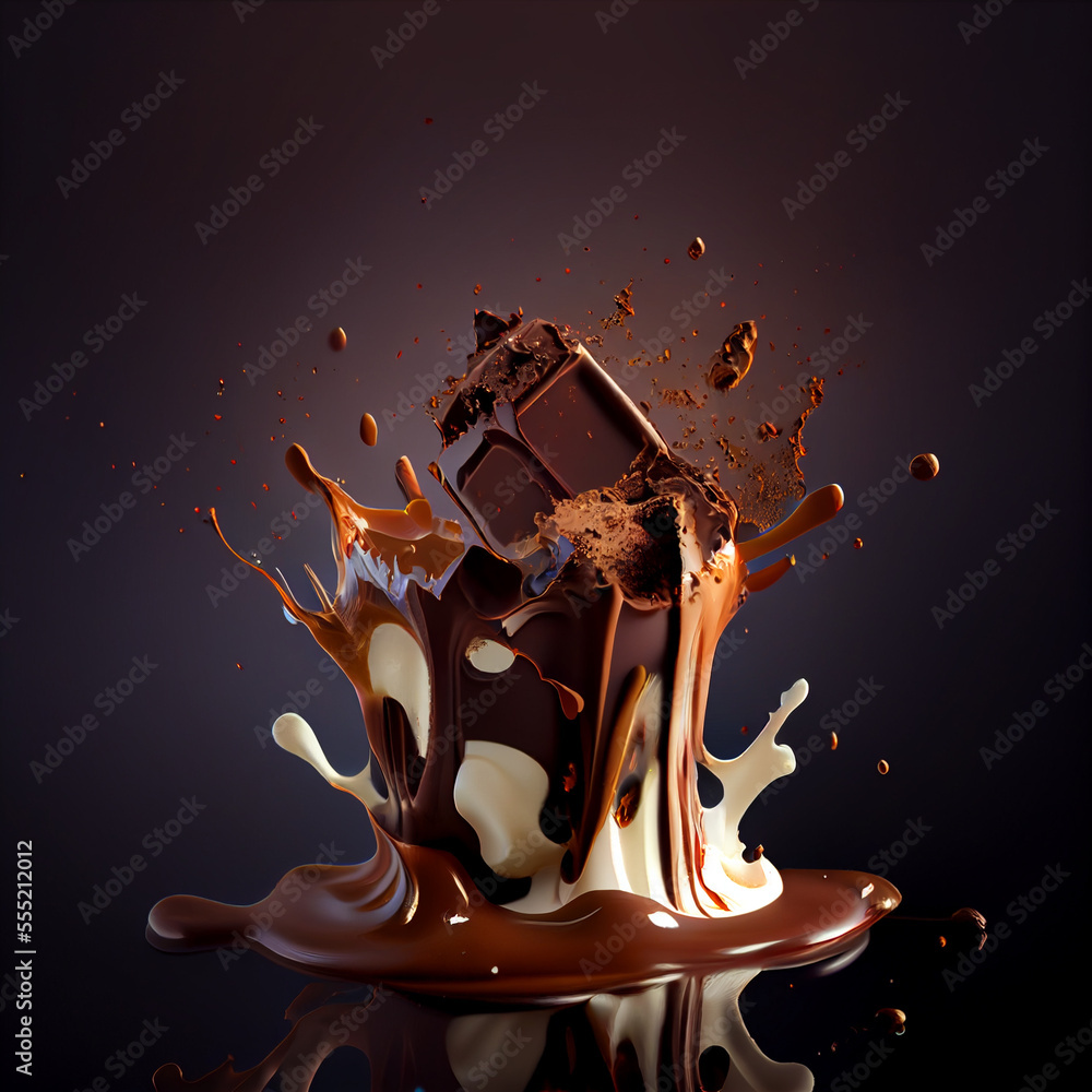 Aufkleber abstract milk and dark splash created with generative ai