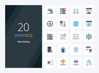 20 Web Hosting Flat Color icon for presentation