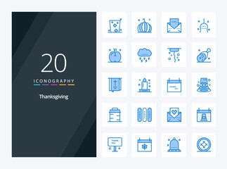 20 Thanks Giving Blue Color icon for presentation
