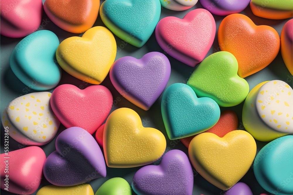 Aufkleber a bunch of heart shaped cookies sitting on top of a table next to each other on a table top., genera