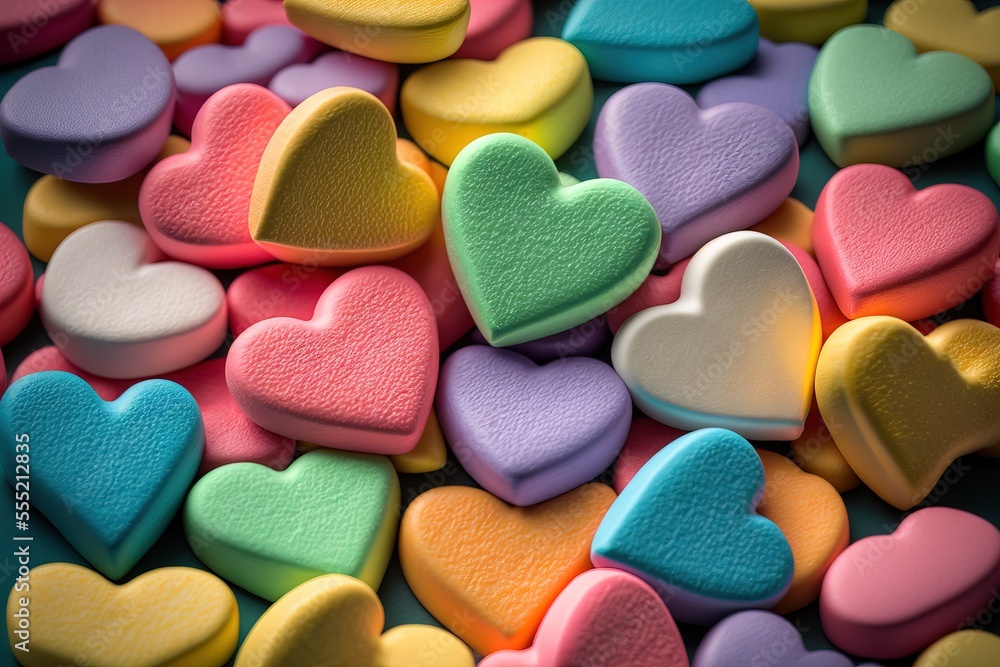 Aufkleber a pile of heart shaped cookies sitting on top of a table next to each other on a table top., generat