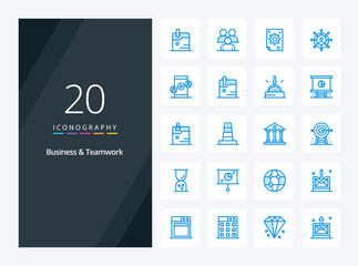 Fototapeta na wymiar 20 Business And Teamwork Blue Color icon for presentation