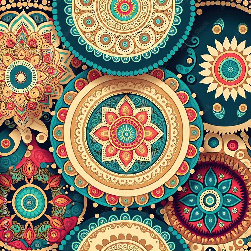Aufkleber a colorful background with a lot of different colors and shapes on it., generative ai