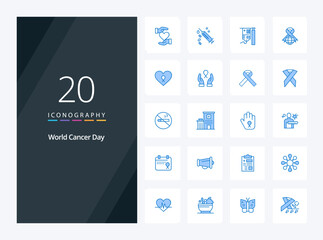 Fototapeta na wymiar 20 World Cancer Day Blue Color icon for presentation