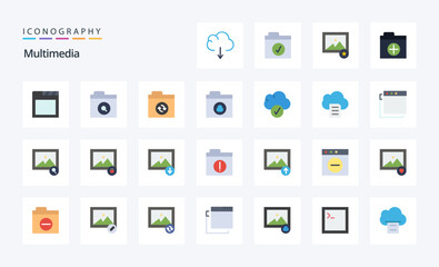 25 Multimedia Flat color icon pack