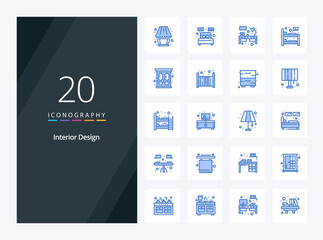 Fototapeta na wymiar 20 Interior Design Blue Color icon for presentation