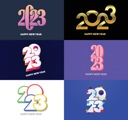 Fototapeta na wymiar Big Set of 2023 Happy New Year logo text design 2023 number design template