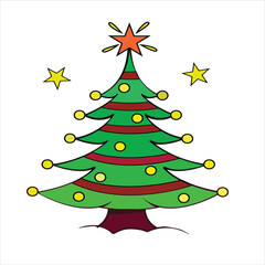 Colorful vintage christmas tree, christmas background illustration