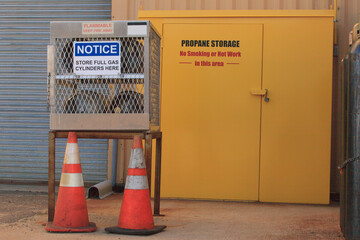 Propane Storage facility and compressed gas cylinders at electric plant