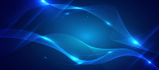  Abstract blue background with flowing lines. Dynamic waves. vector illustration.