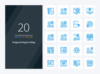 Fototapeta na wymiar 20 Programming And Coding Blue Color icon for presentation