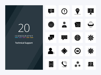 Fototapeta na wymiar 20 Technical Support Solid Glyph icon for presentation